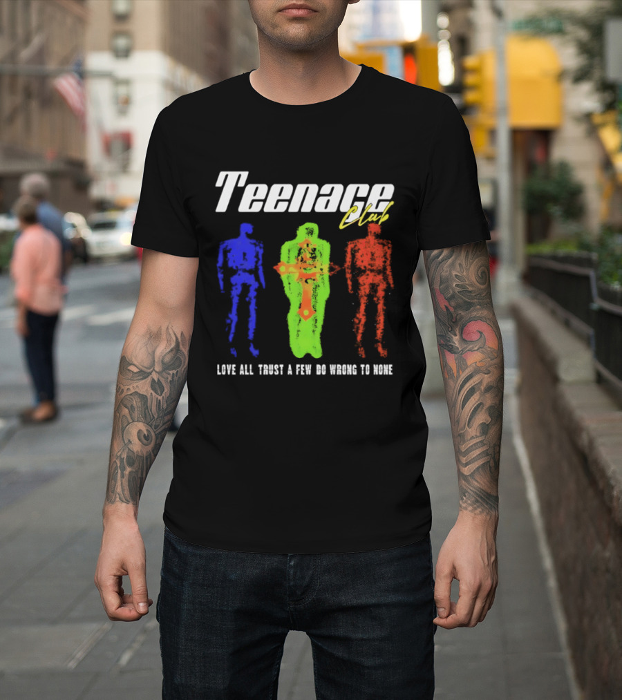 Teenage Club Love All Trust A Few Do Wrong To None Vibrant Neon Figures T-Shirt