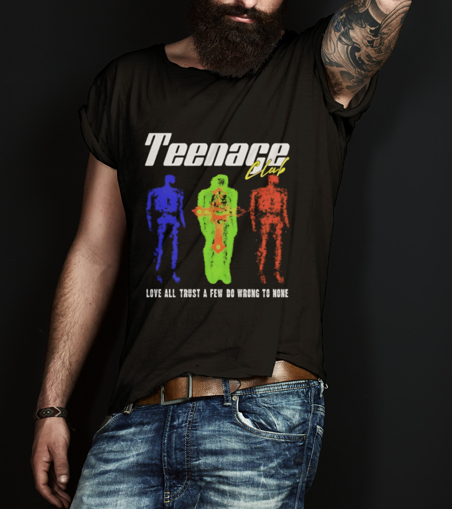 Teenage Club Love All Trust A Few Do Wrong To None Vibrant Neon Figures T-Shirt
