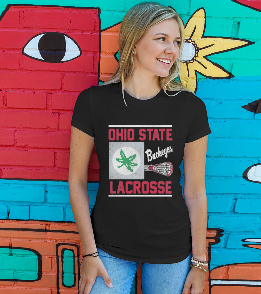 Ohio State Buckeyes Lacrosse Team Stick With Green Leaf T-Shirt