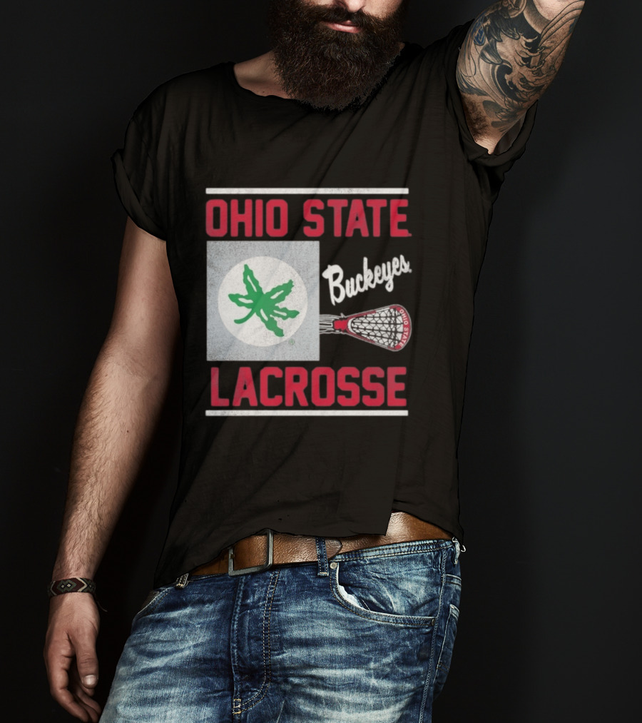 Ohio State Buckeyes Lacrosse Team Stick With Green Leaf T-Shirt