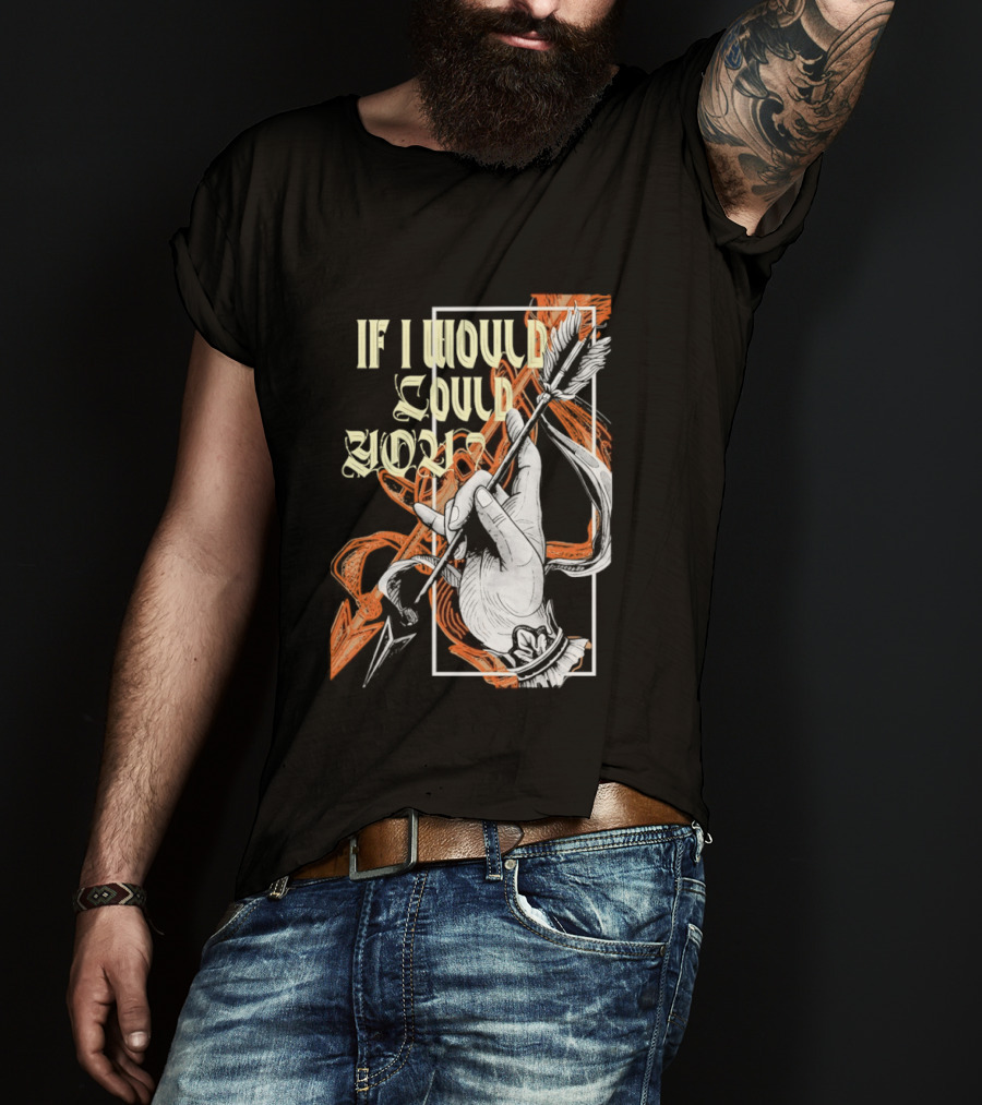 If I Would Could You Retro Hand Drawn Arrow Motif T-Shirt