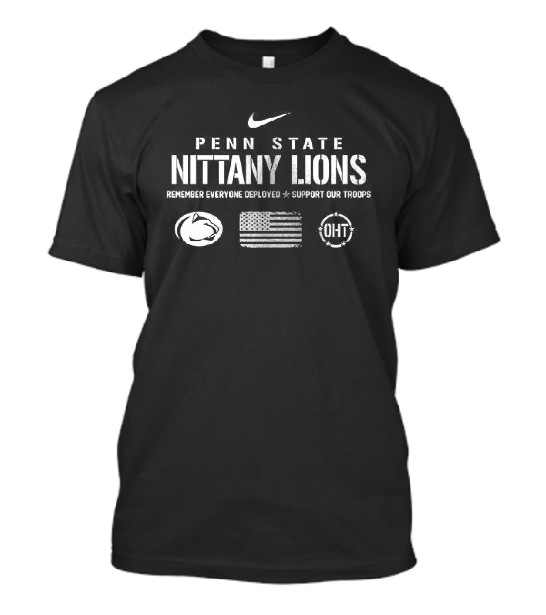 Penn State Nittany Lions Nike Support Our Troops Remember Everyone Deployed American Flag T-Shirt