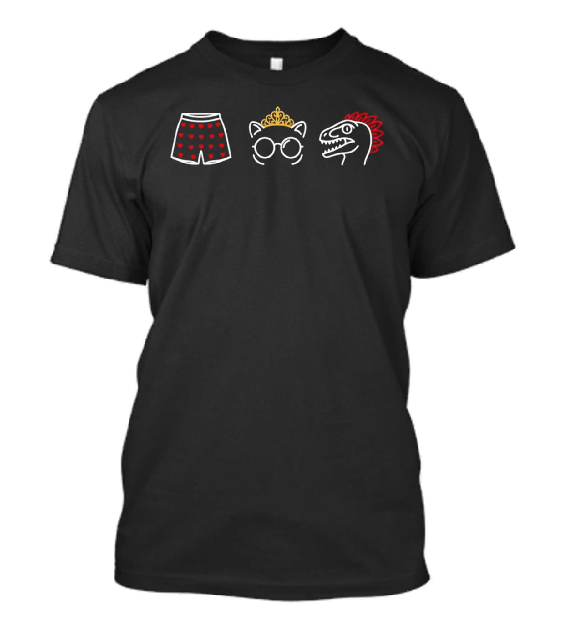 Valentine Heart Boxers Cat Queen Raptor Dinosaur Combo T-Shirt