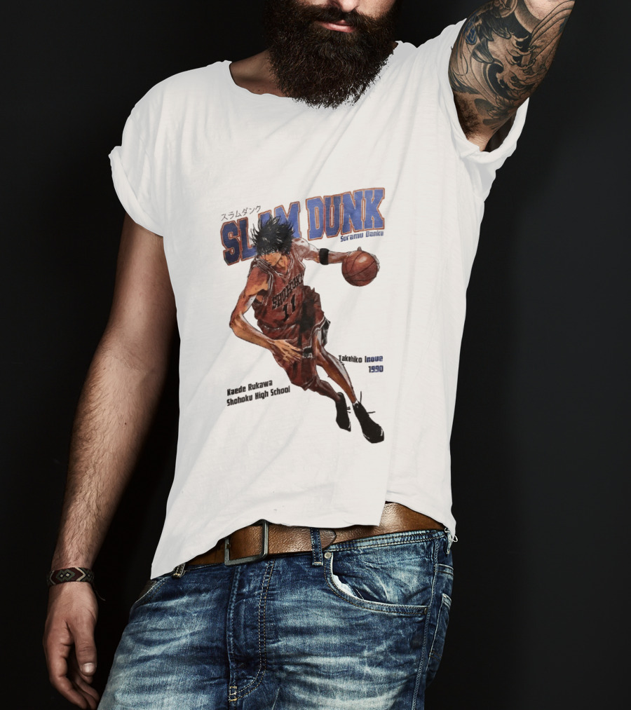 Slam Dunk Kaede Rukawa Shohoku High School Basketball Anime Character Japan T-Shirt