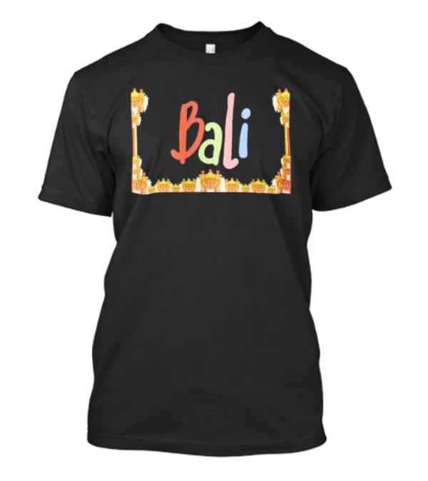 Bali Cultural Nomad Travel With Colorful Tropical Mask Border T-Shirt