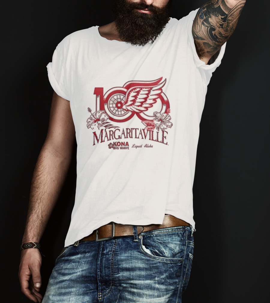 Detroit Red Wings Margaritaville 2026 Corona Hockey Collaboration T-Shirt
