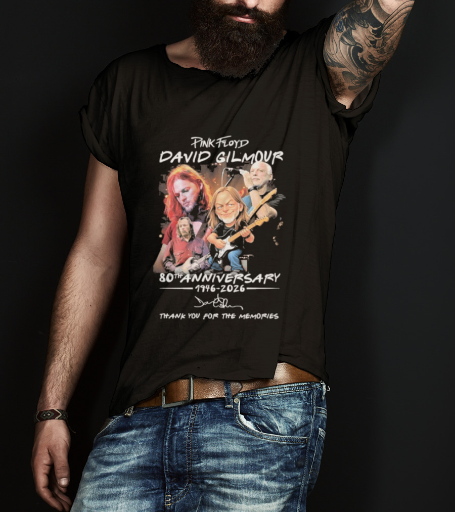 Pink Floyd David Gilmour 80th Anniversary 1946 2026 Thank You For The Memories T-Shirt