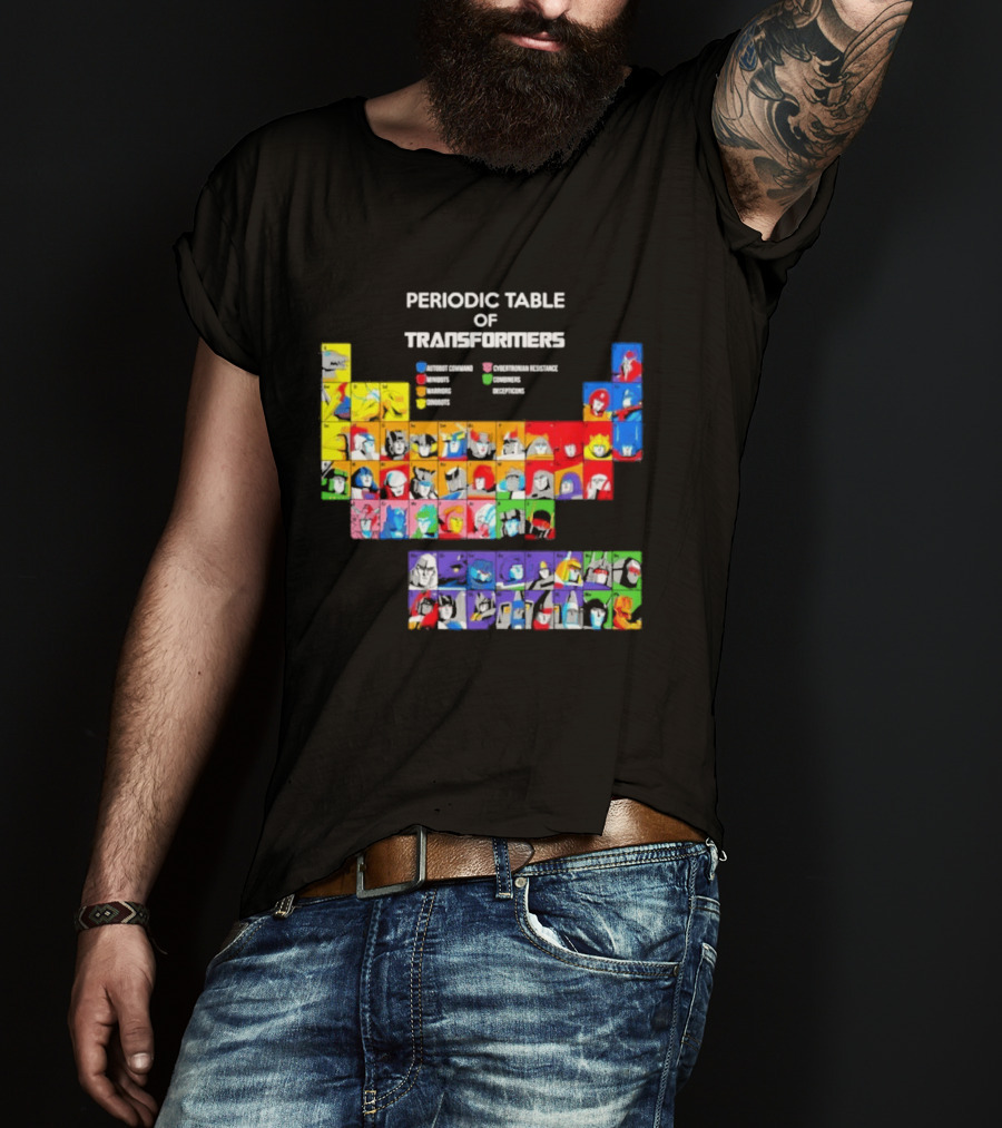 Periodic Table Of Transformers Autobots Decepticons Maximals Predacons T-Shirt