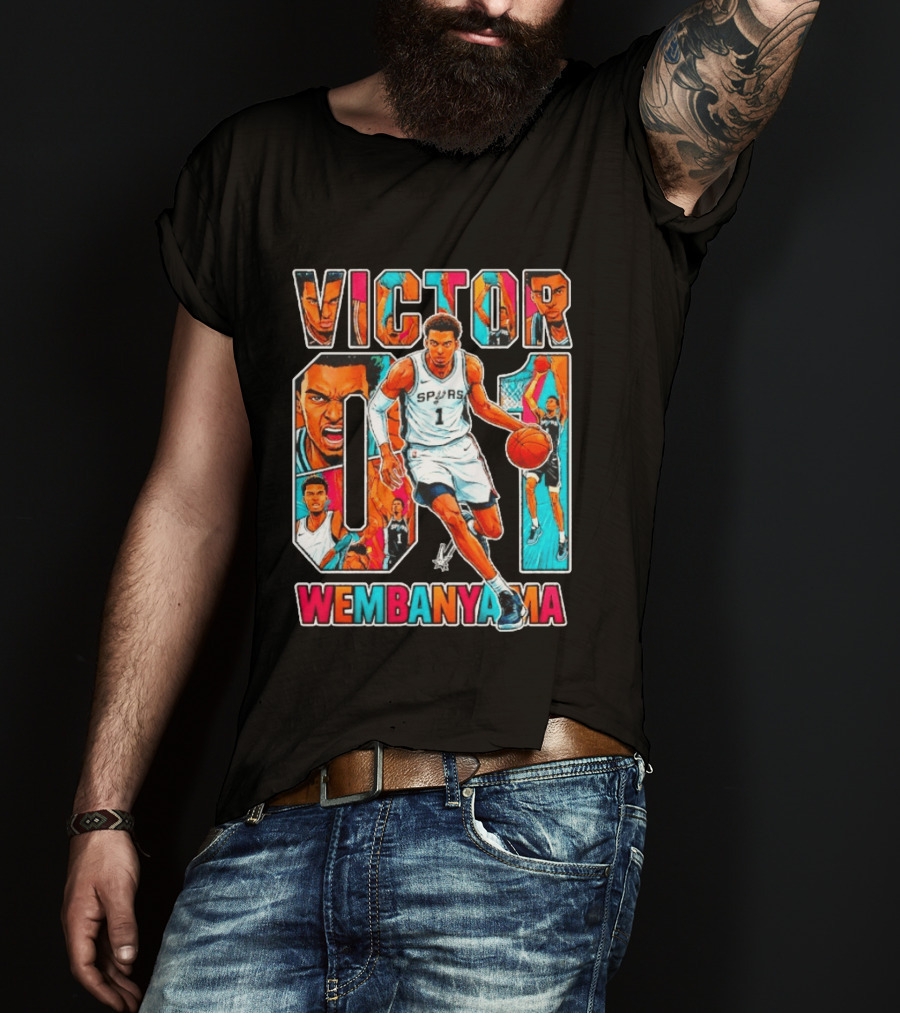 Victor Wembanyama No 1 San Antonio Spurs Comic Fiesta T-Shirt