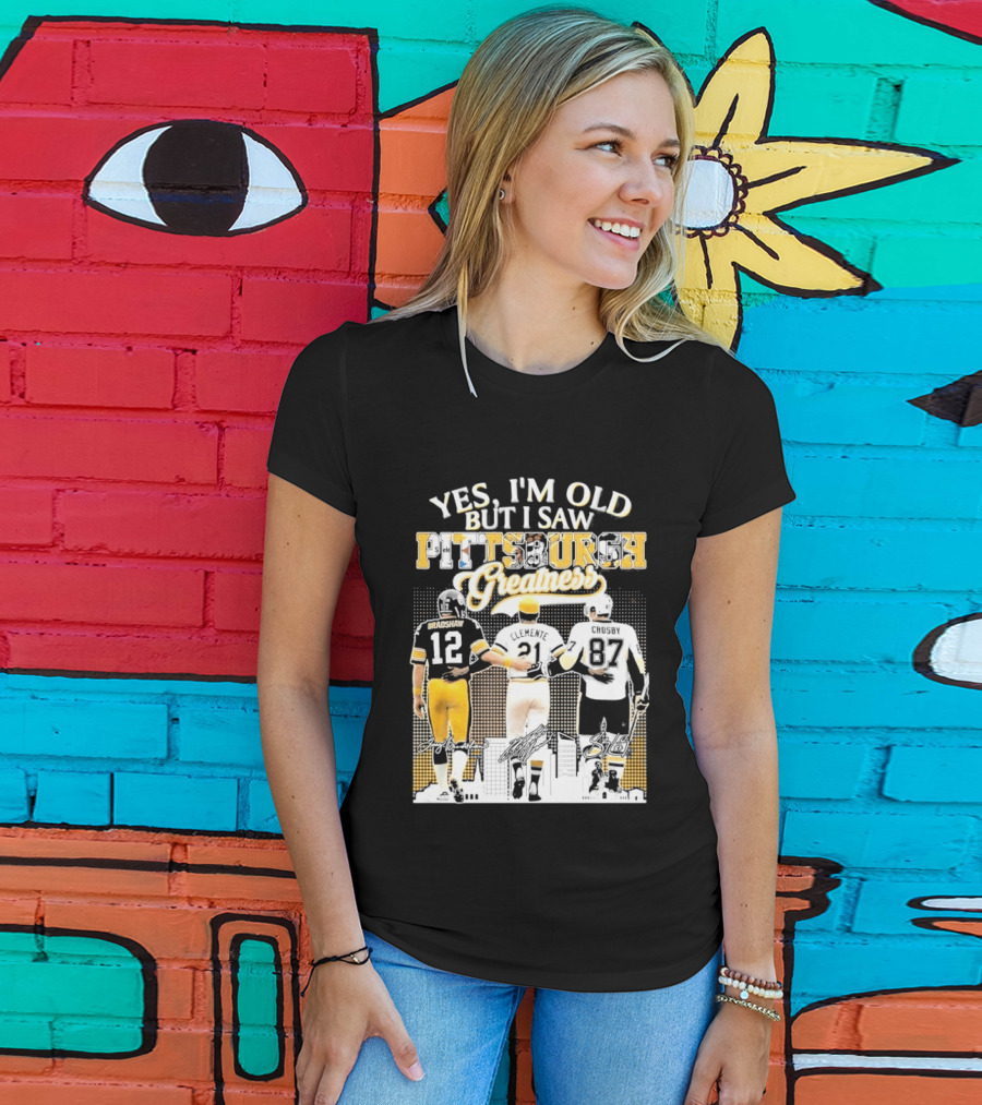 Yes I'm Old But I Saw Pittsburgh Greatness Football Legends 12 82 87 Vintage Players T-Shirt