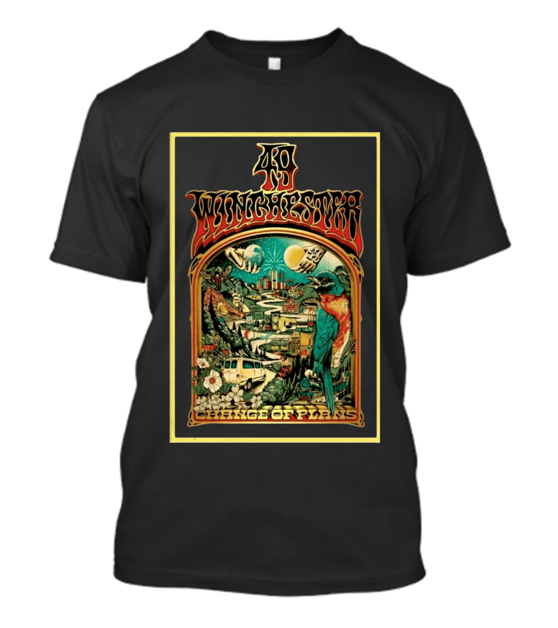 49 Winchester Change Of Plans Psychedelic Nature Cityscape Bird Van Moonflower T-Shirt