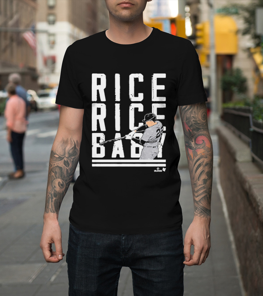 Rice Rice Baby Baseball Player Number 2 Batting Action T-Shirt