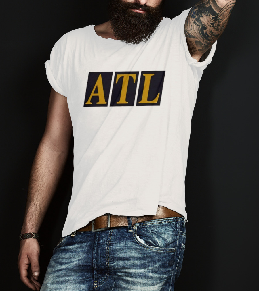 ATL Bold Minimalist Style Gold Text On Black T-Shirt