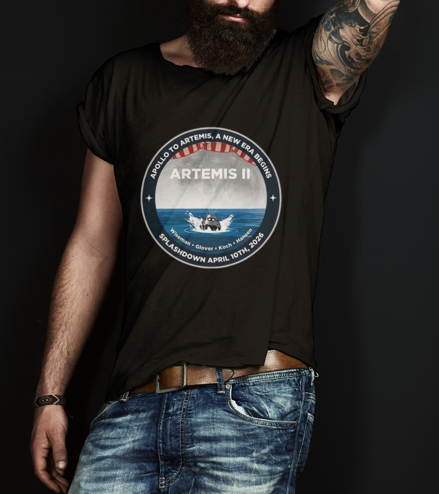 Artemis II Apollo To Artemis Mission Splashdown April 10th 2026 Wiseman Glover Koch Hansen T-Shirt