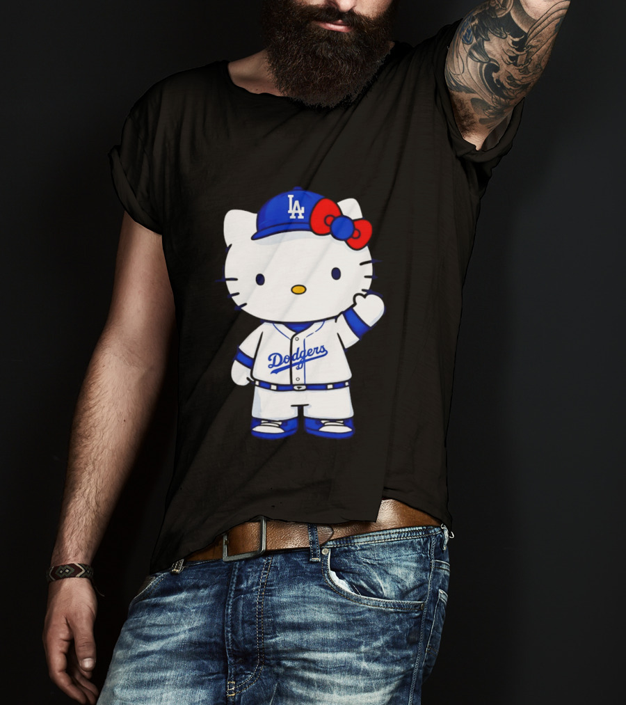 Hello Kitty Los Angeles Dodgers MLB Baseball Collaboration Fan T-Shirt