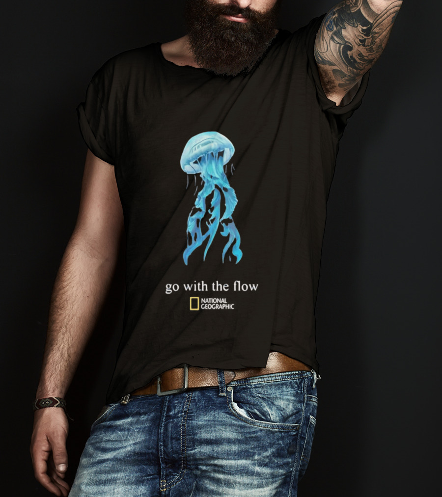 Jellyfish Go With The Flow National Geographic Blue Ocean T-Shirt