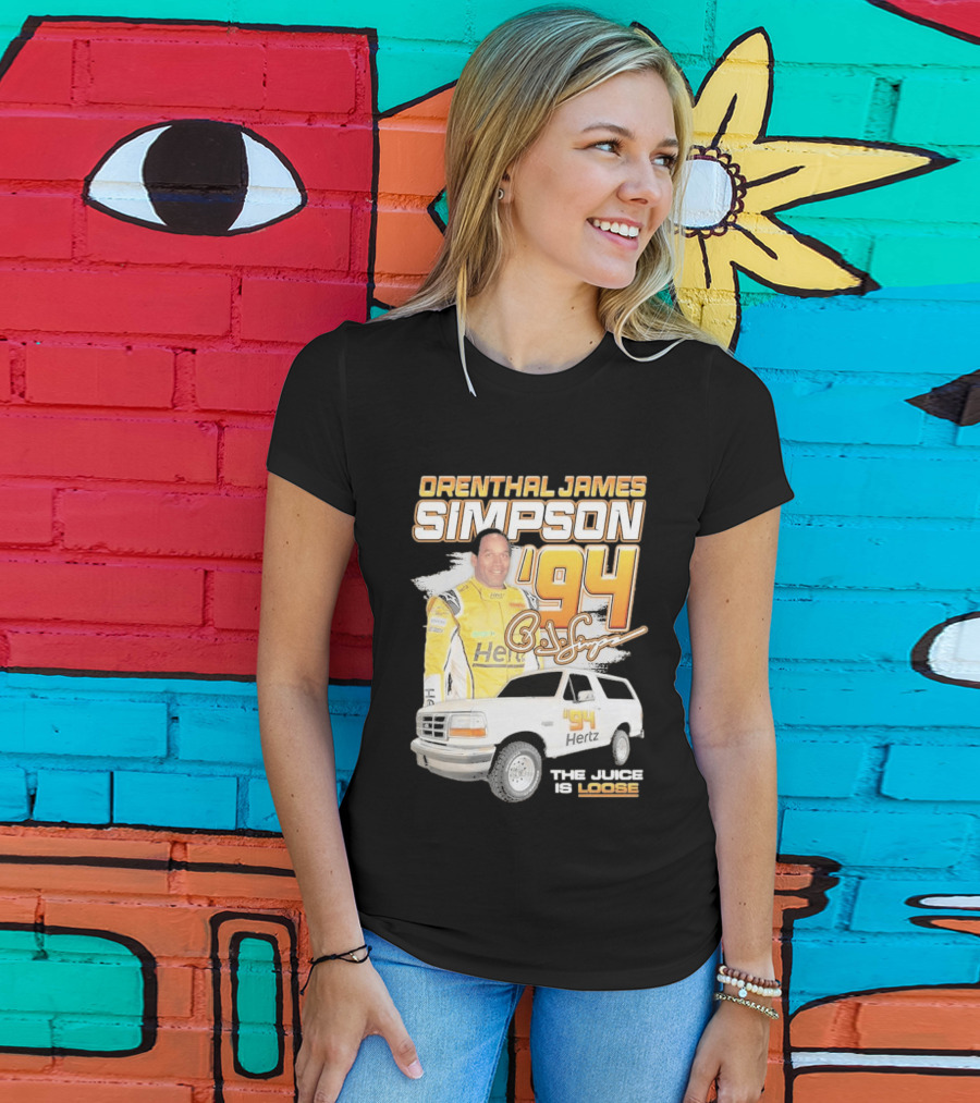 Orenthal James Simpson '94 The Juice Is Loose Hertz Racing T-Shirt