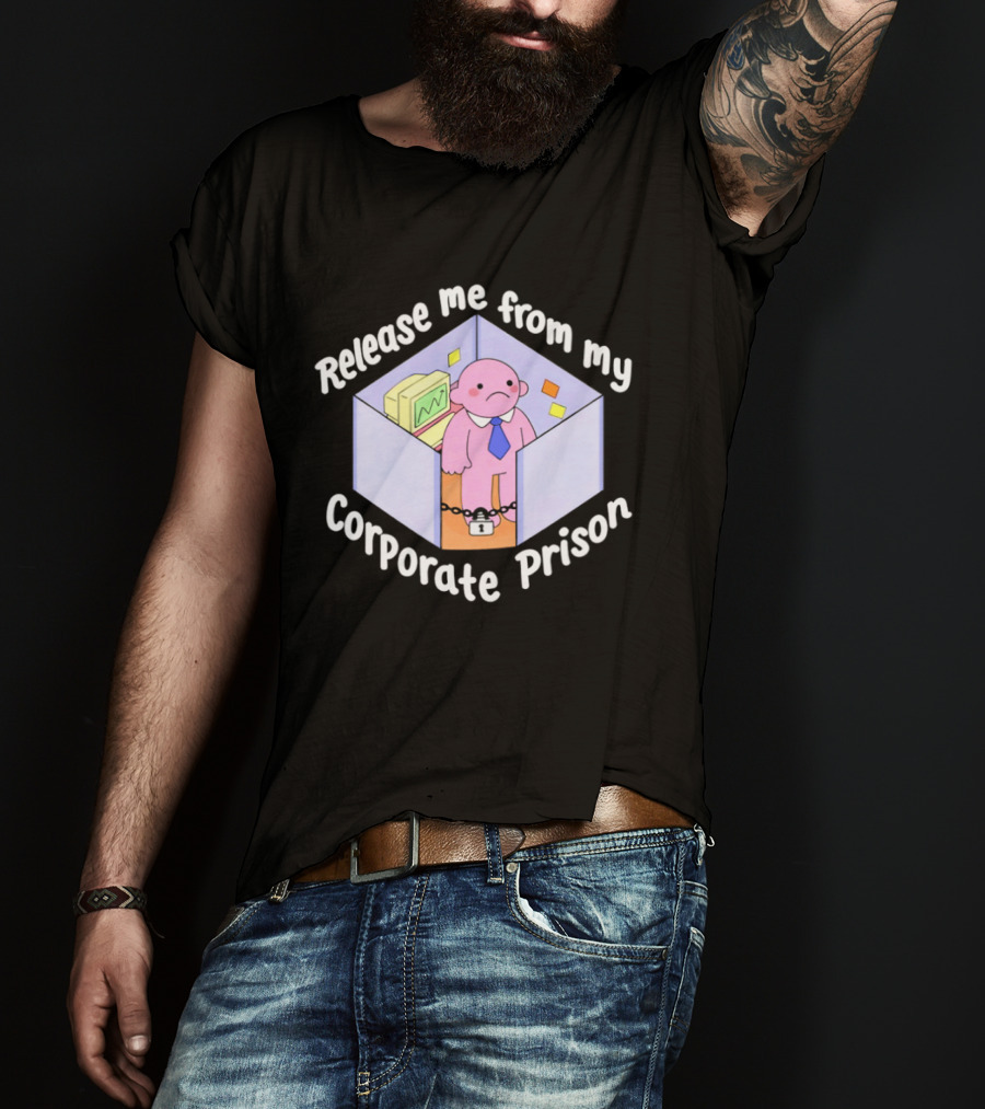 Release Me From My Corporate Prison Cubicle Cartoon T-Shirt