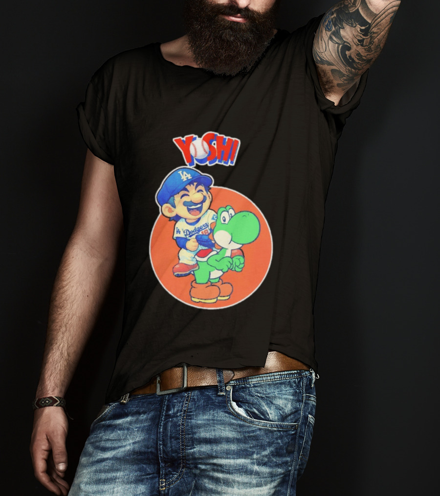 Yoshinobu Yamamoto Los Angeles Dodgers MLB Yoshi Cartoon Dodger Gear T-Shirt