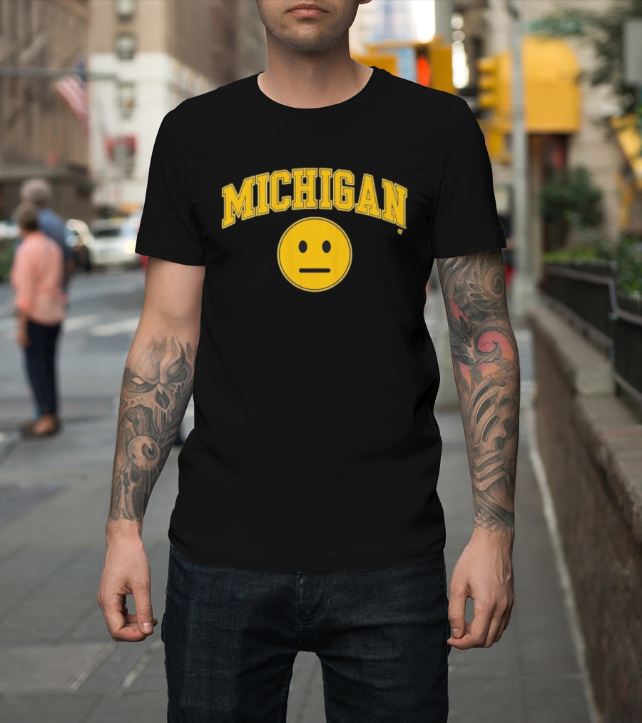 Michigan Basketball Yellow Emoji Face T-Shirt
