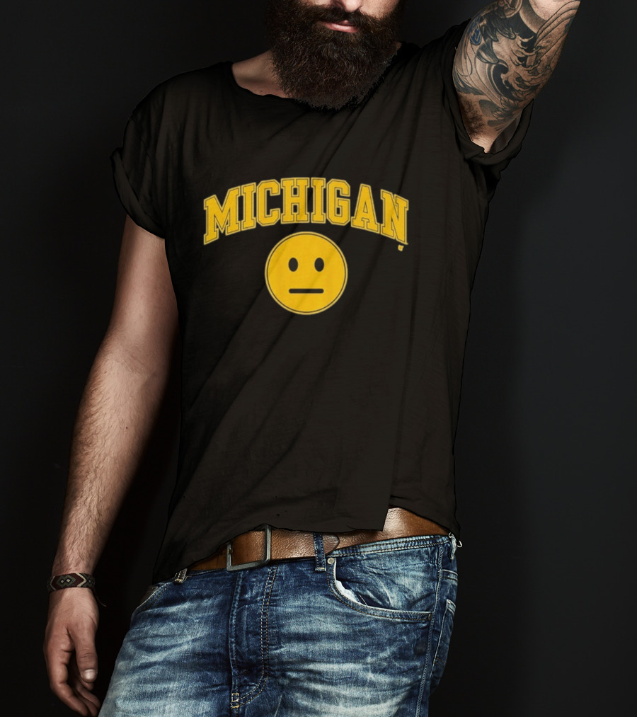 Michigan Basketball Yellow Emoji Face T-Shirt