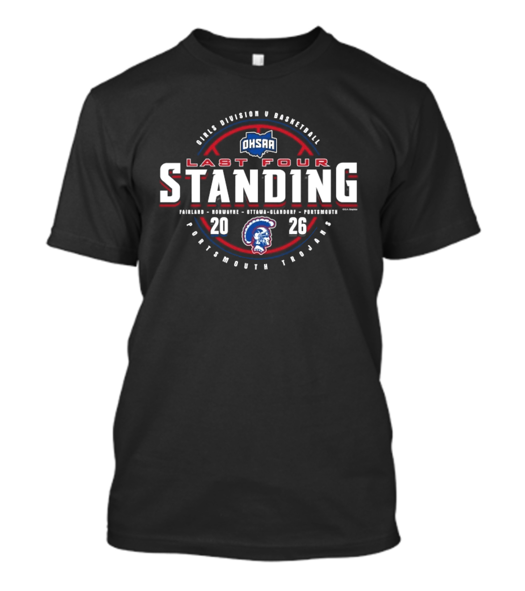 OHSAA Girls Basketball 2026 Last Four Standing Portsmouth Trojans Division V T-Shirt