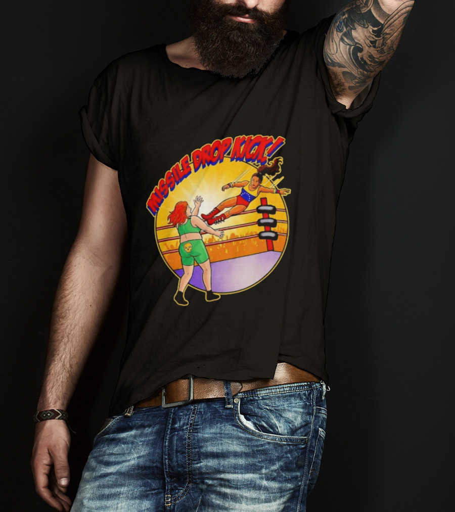 Missile Drop Kick Wrestling Move In Classic Ring Showdown T-Shirt