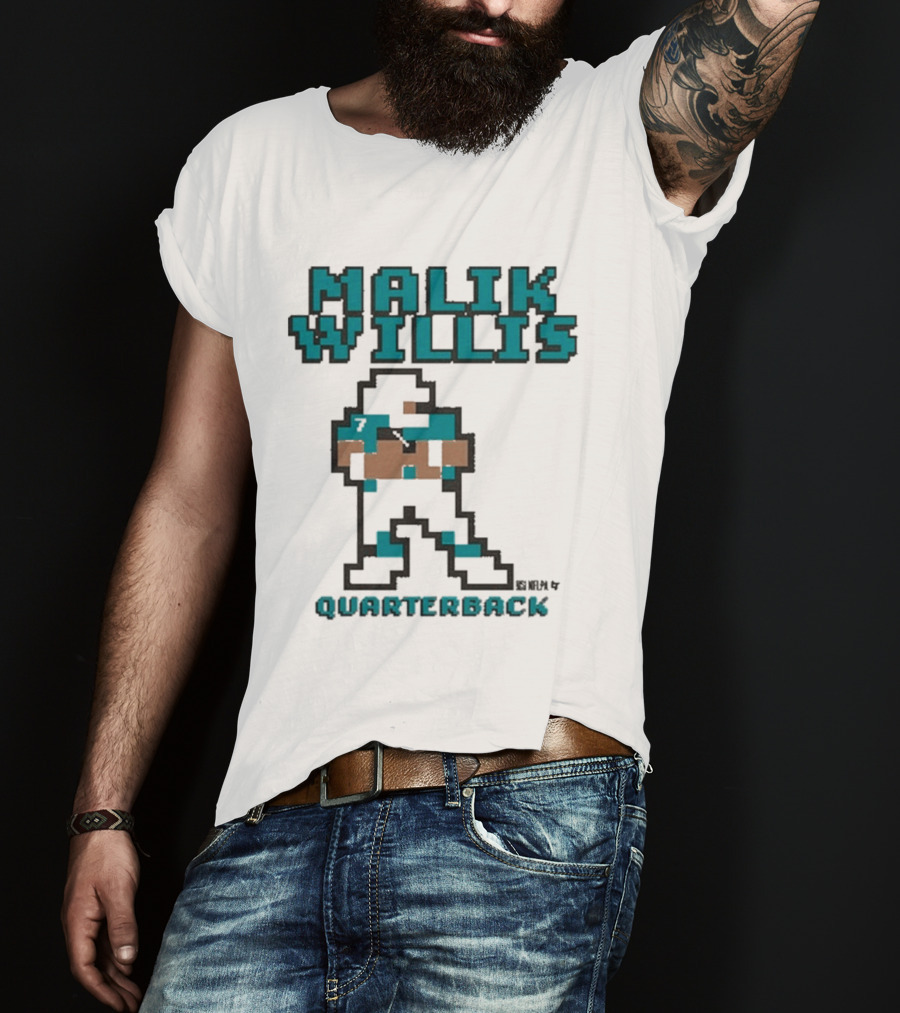 Malik Willis Retro Pixel Quarterback Miami Baller T-Shirt