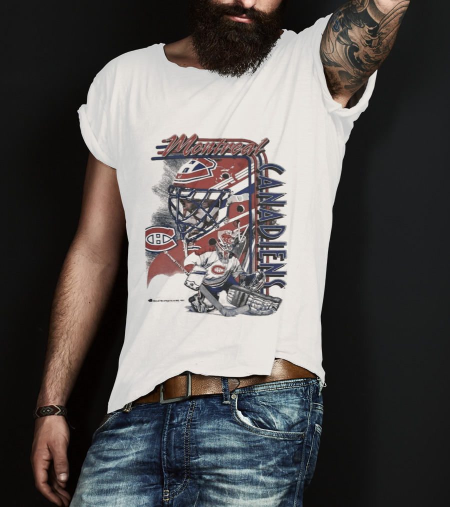 Montreal Canadiens 1992 NHL Vintage Hockey Goalie Mask T-Shirt
