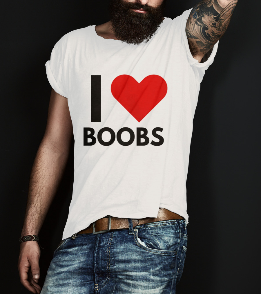 I Love Boobs Heart Symbol Humor T-Shirt