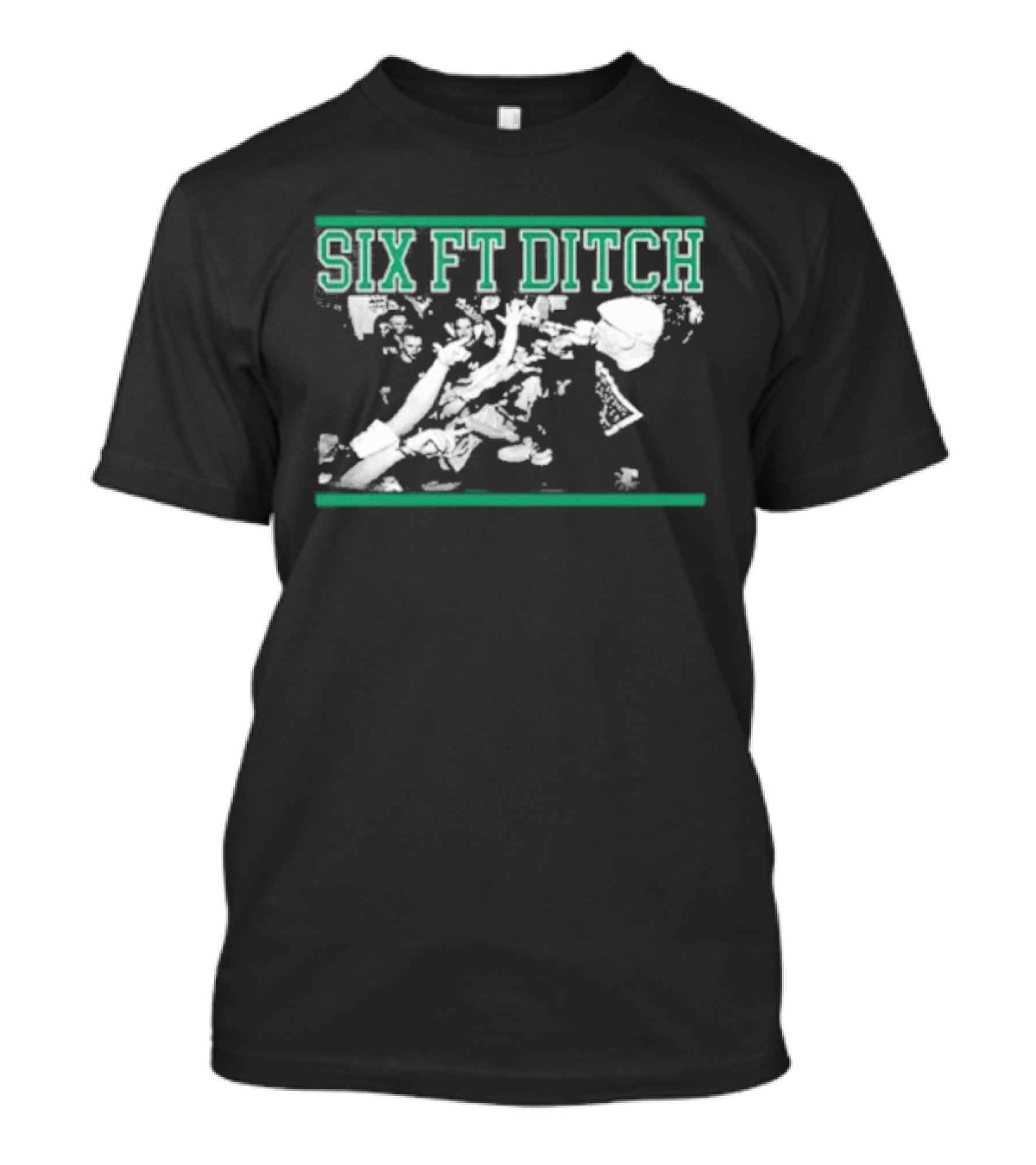 Six Ft Ditch Skull And Bones Grunge T-Shirt