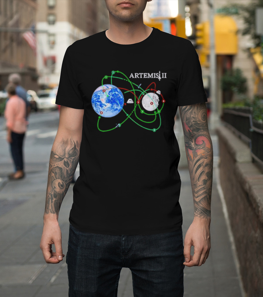 Artemis II NASA Moon Mission Pathways Earth and Moon T-Shirt