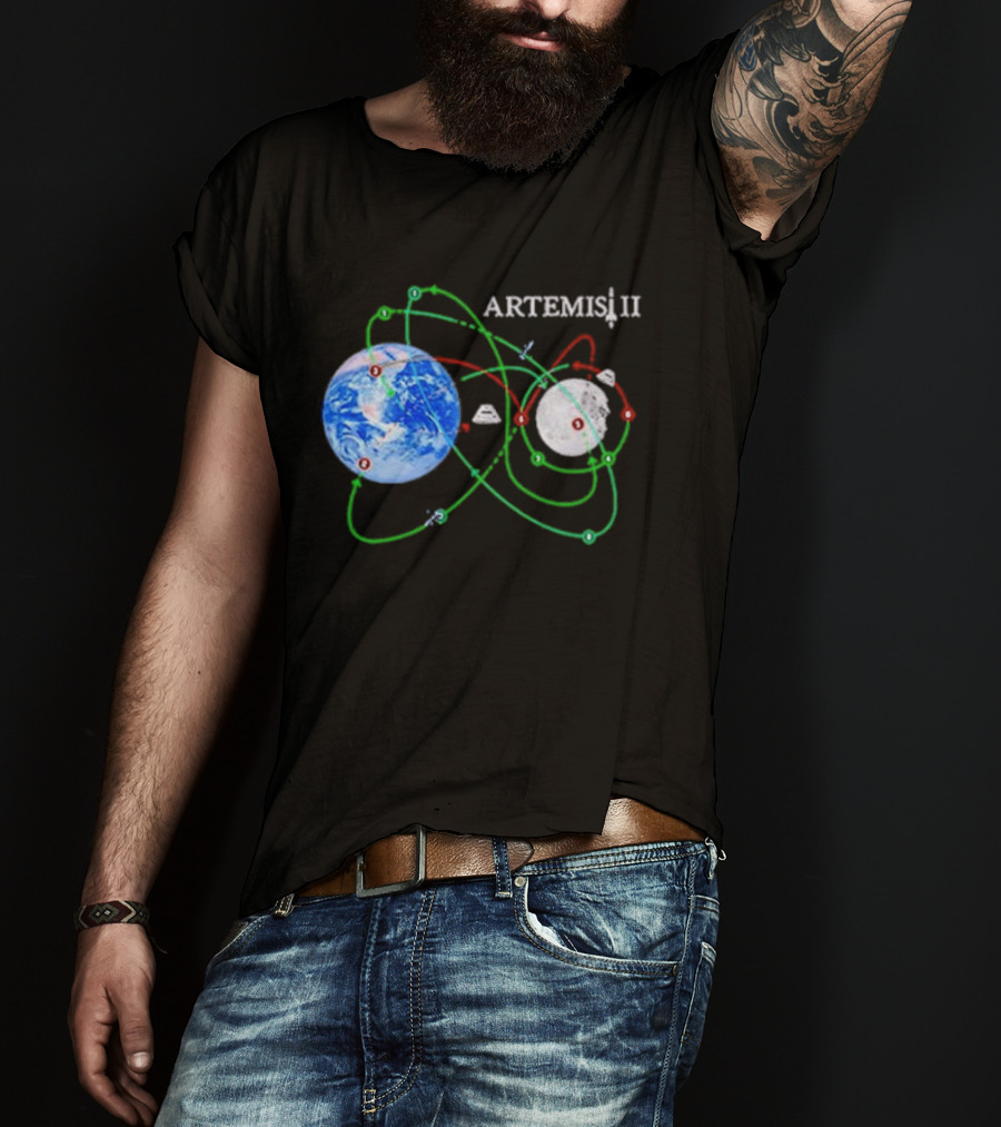 Artemis II NASA Moon Mission Pathways Earth And Moon T-Shirt