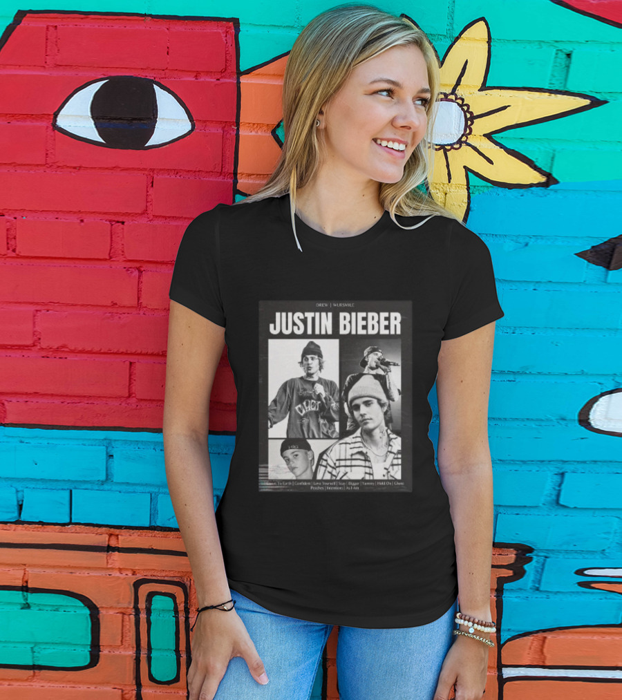 Drew House Viasmule Justin Bieber Collage Love Yourself Peaches Iconic Photos T-Shirt