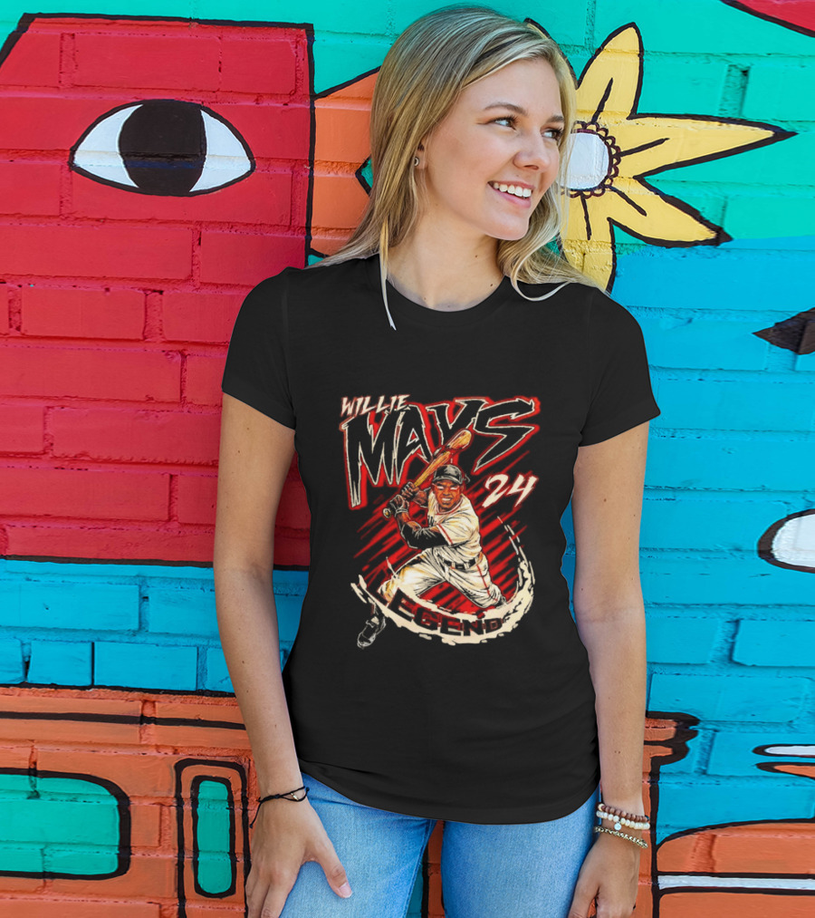 Willie Mays 24 San Francisco Giants Planet Euphoria Player Baseball T-Shirt