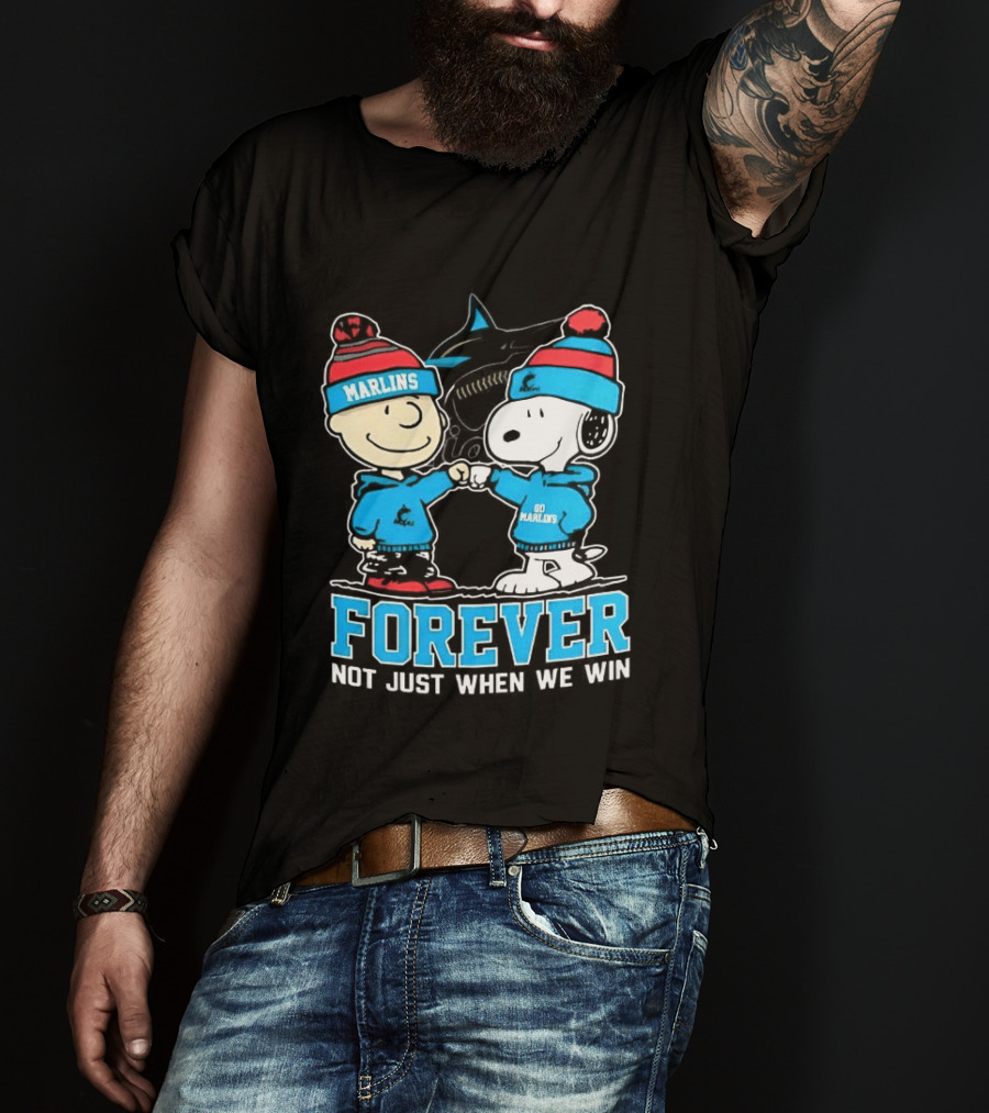 Charlie Brown Snoopy Miami Marlins Fist Bump Forever Not Just When We Win 2025 T-Shirt