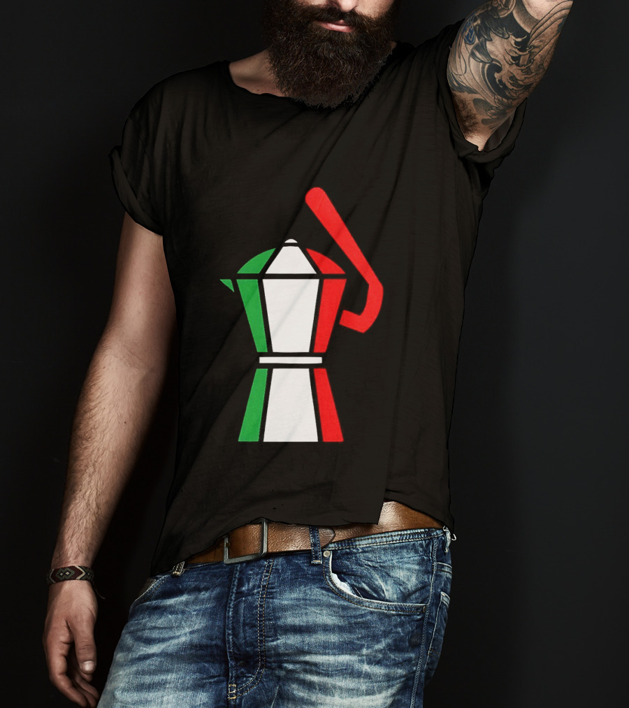 Italy Coffee Pot Italian Flag Colors White T-Shirt