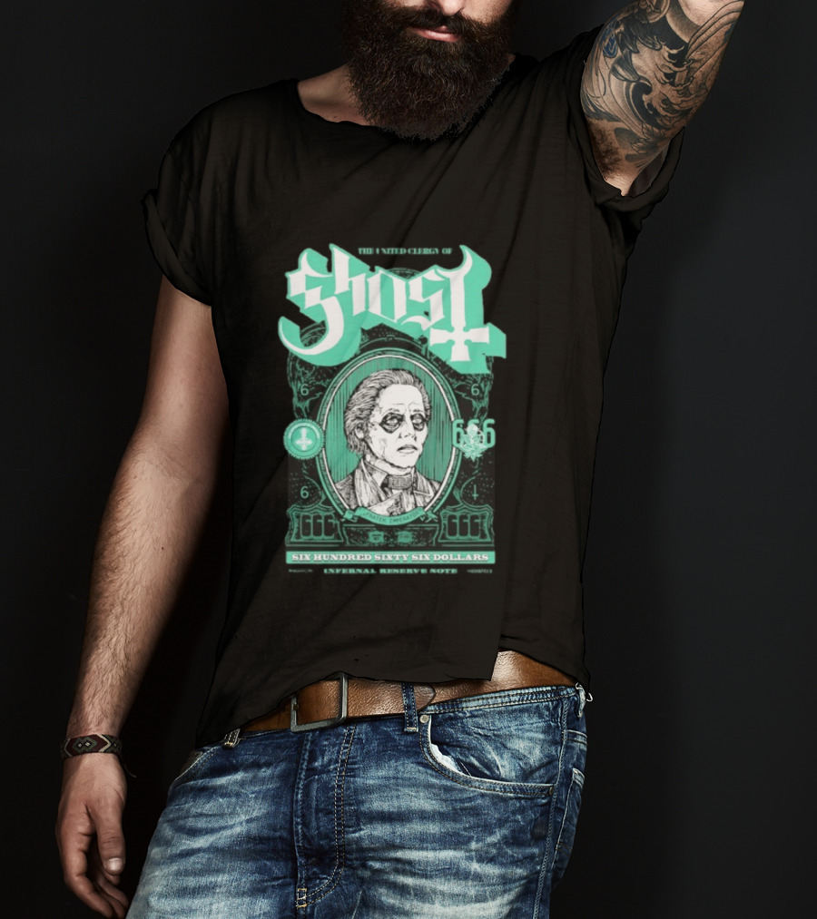 Ghost Six Hundred Sixty Six Dollars Papa Emeritus Spirit Bank Note T-Shirt
