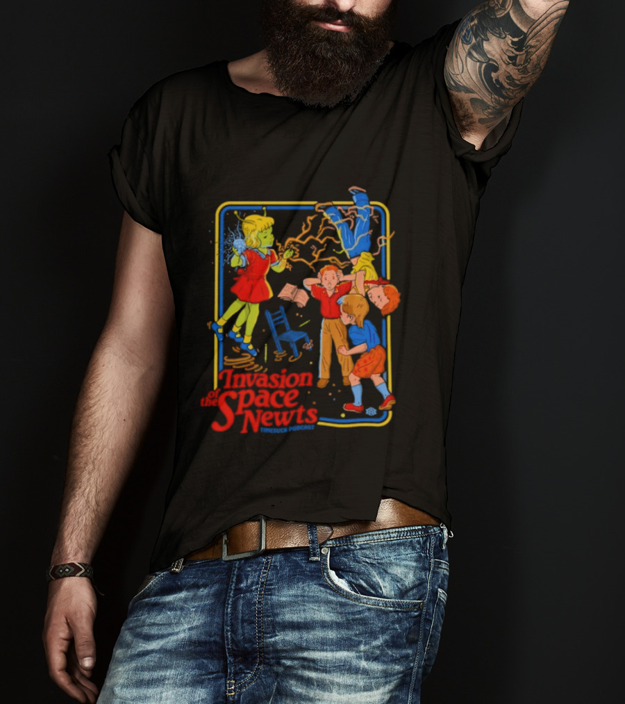 Invasion Of The Space Newts Retro Sci Fi Kids Adventure T-Shirt