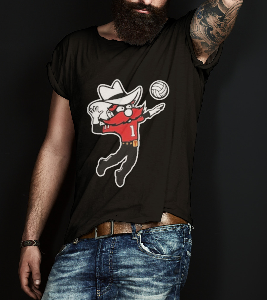 Raider Red Playing Volleyball Action T-Shirt