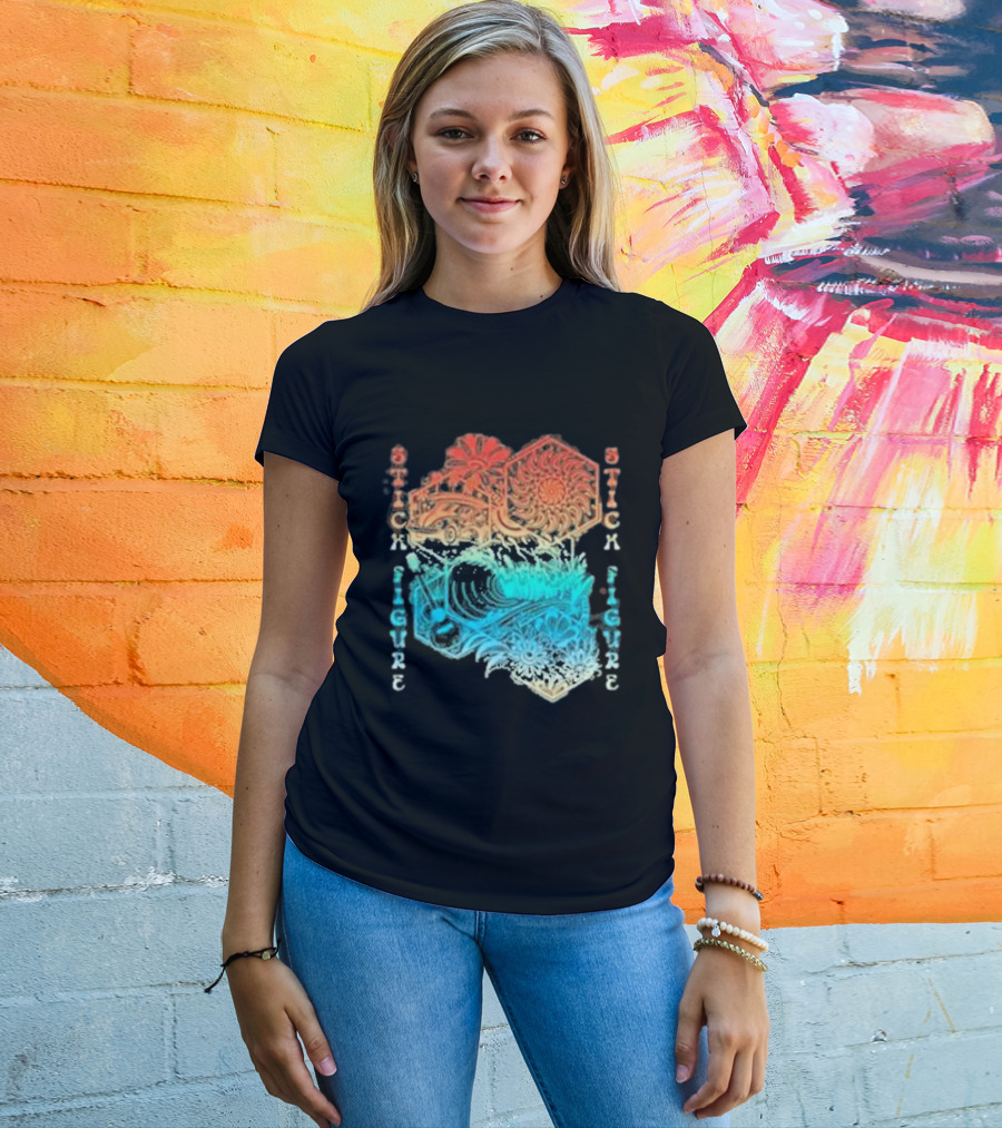 Stick Figure Coastal Cruiser Sun And Waves T-Shirt