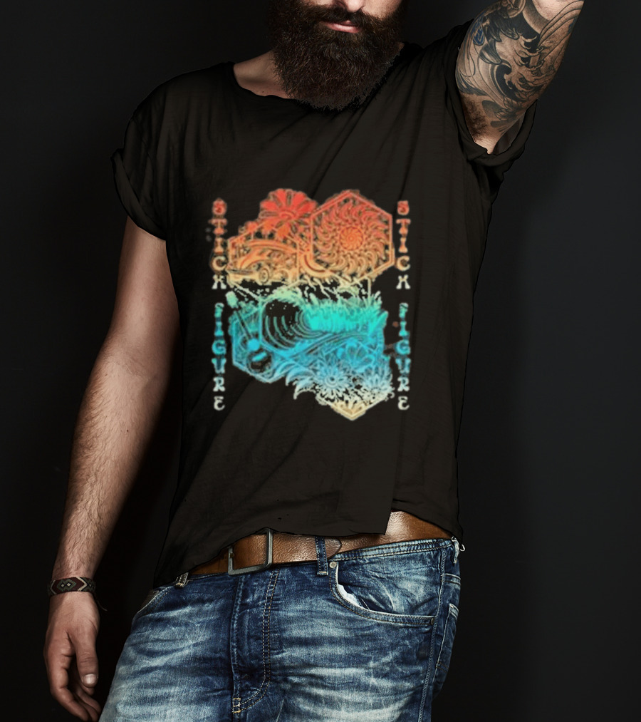 Stick Figure Coastal Cruiser Sun And Waves T-Shirt