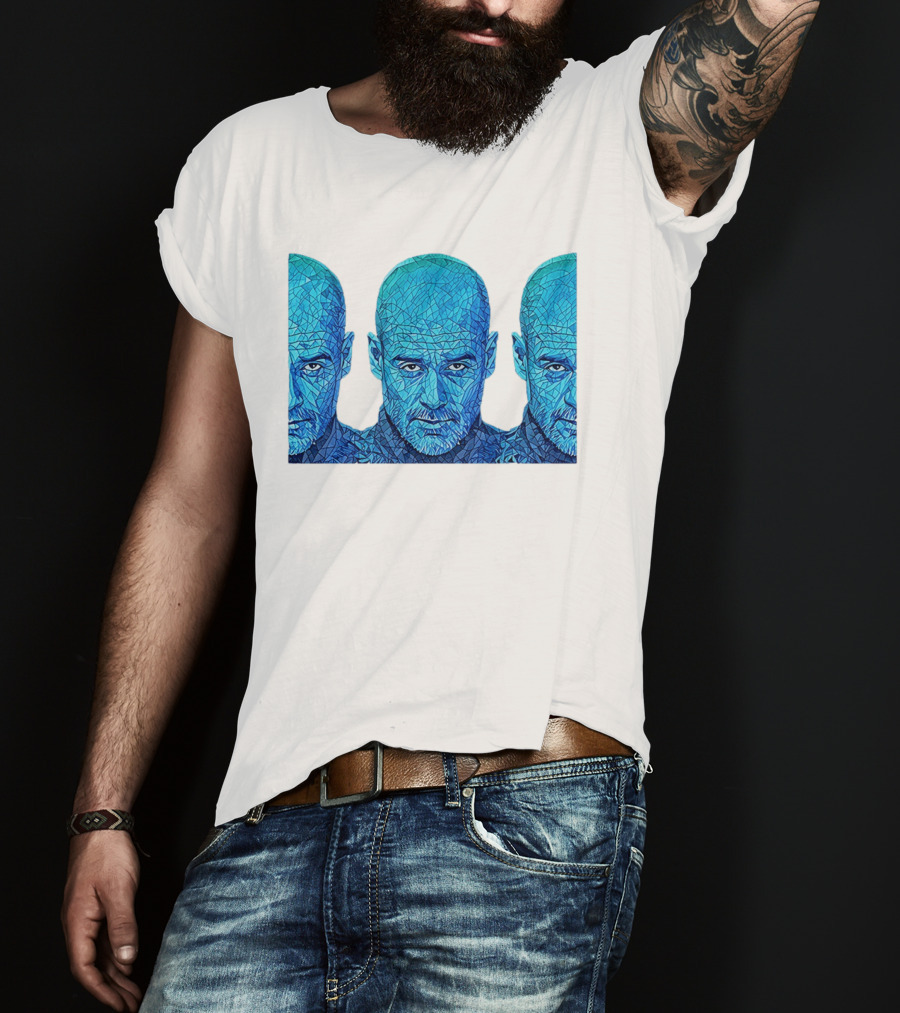 Manchester City FC Pep Guardiola Mosaic Style Blue T-Shirt