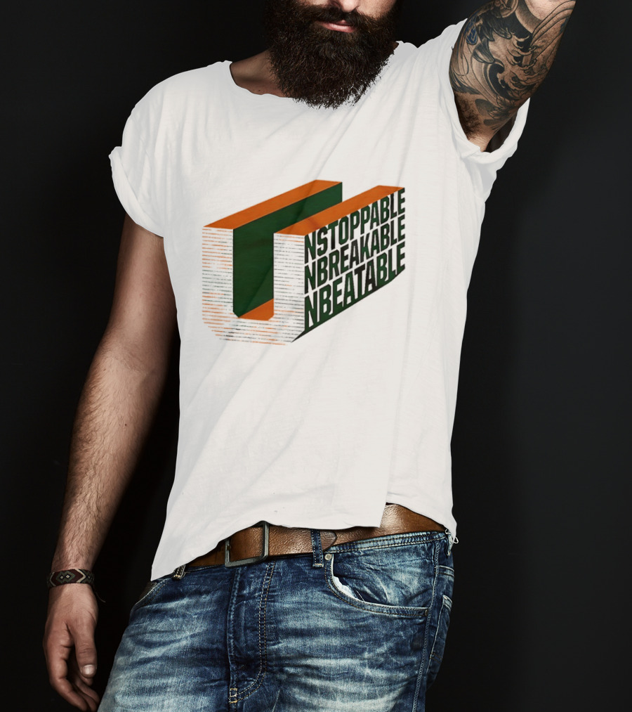 Unstoppable Unbreakable Unbeatable Bold 3D Text Optical Illusion T-Shirt