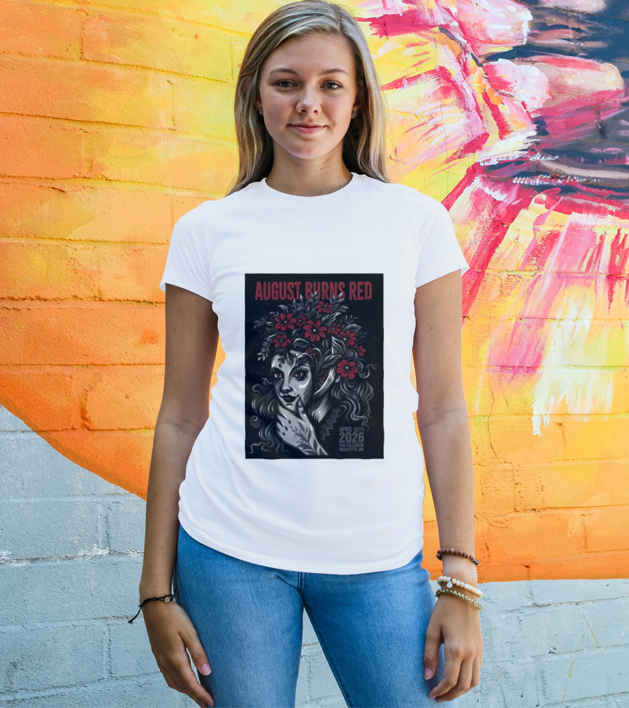 August Burns Red Concert April 10 2026 The Palladium Worcester MA Floral Headpiece T-Shirt