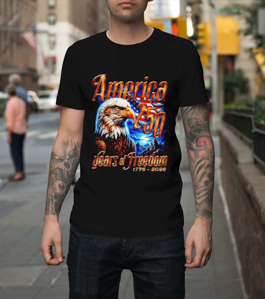 America 250 Years Of Freedom 1776 2026 Eagle Flag T-Shirt