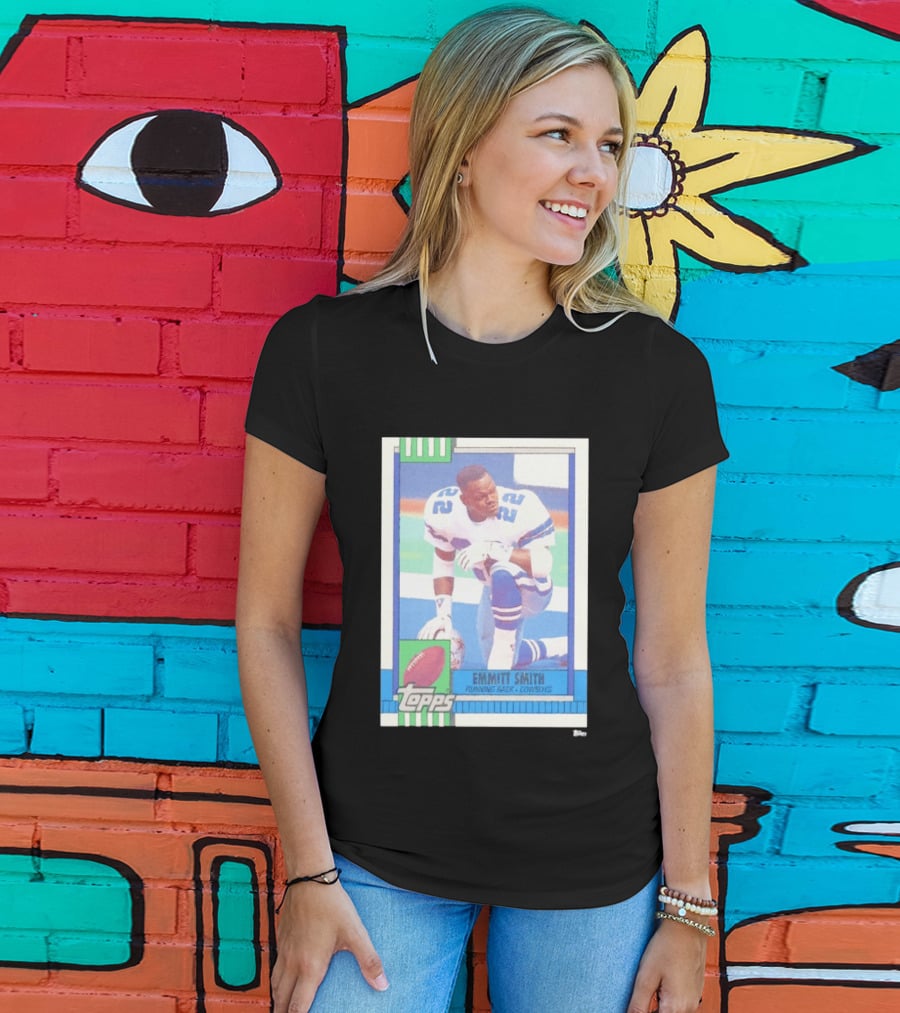 Emmitt Smith Topps Trading Card Running Back Cowboys Football Player T-Shirt