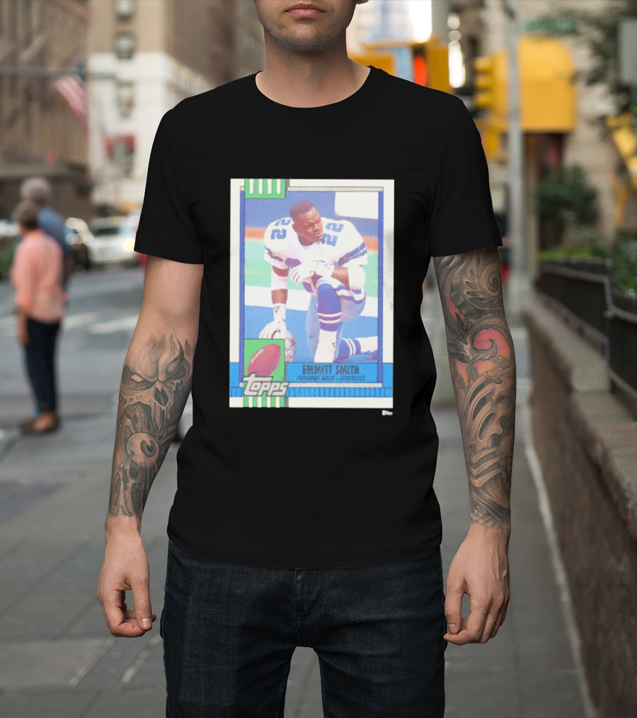 Emmitt Smith Topps Trading Card Running Back Cowboys Football Player T-Shirt