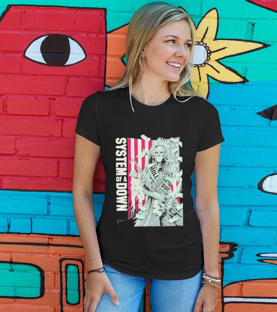 System Of A Down Limited Edition By Luke Preece American Gun Roses T-Shirt