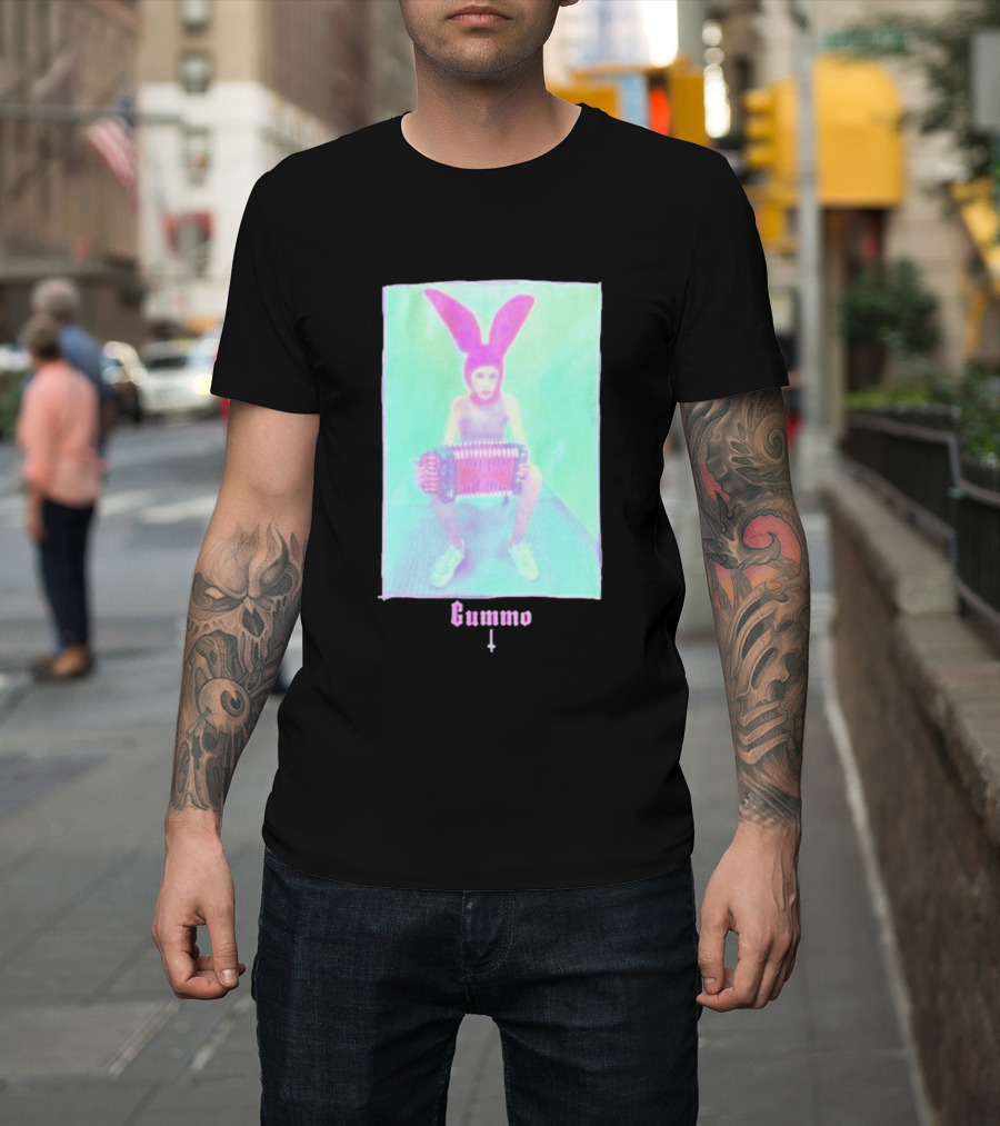 Gummo Bunny With Accordion And Pink Ears T-Shirt